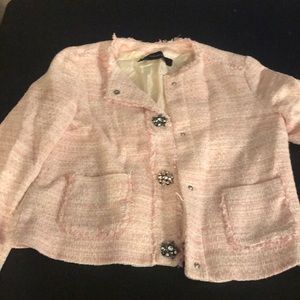 Zara Basic Sz M Pink Tweed Jacket